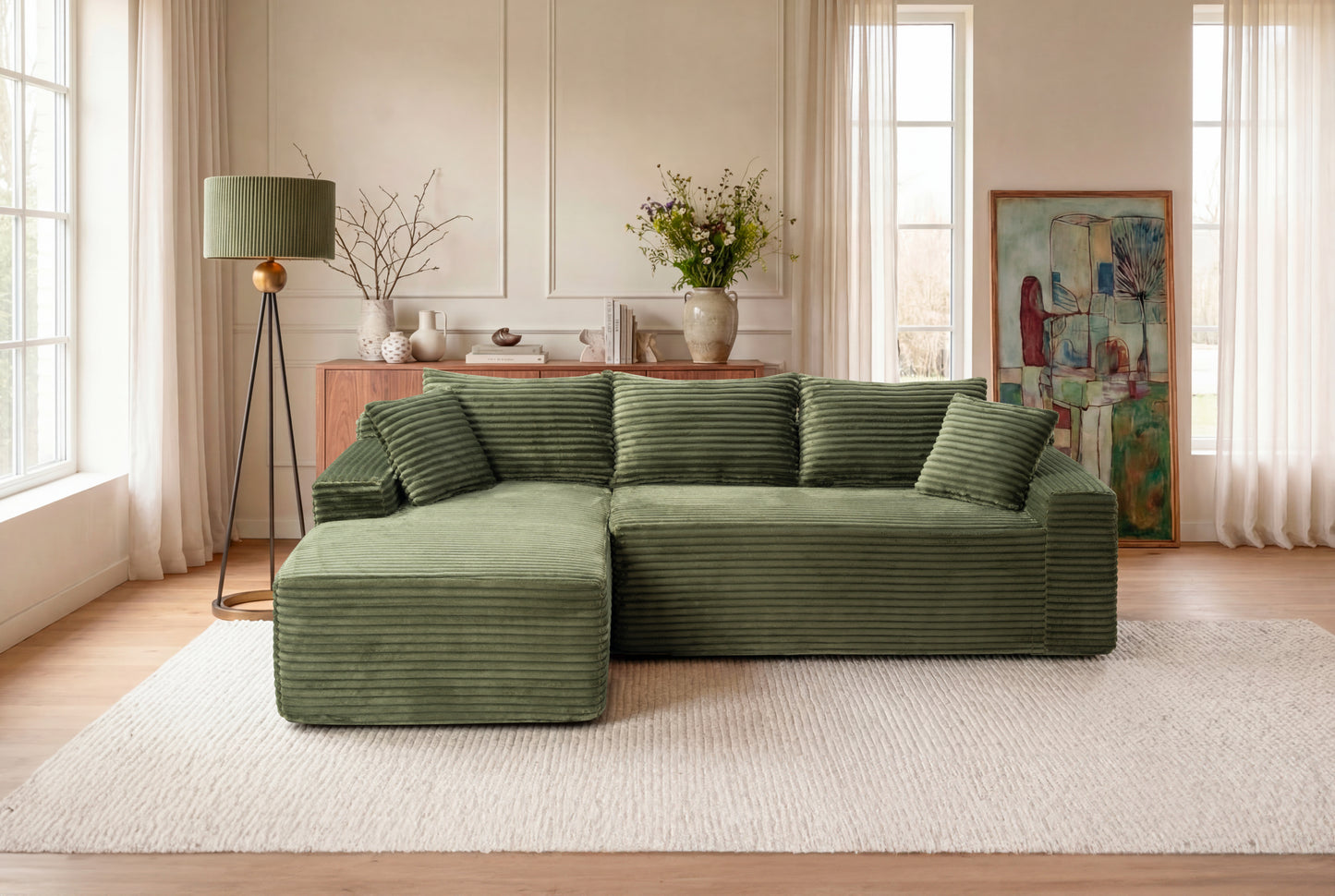 94.5' Cloud Modular Sectional Sofa Couch with L-Shape Chaise,Modern Minimalist Upholstered Couches for Living Room Bedroom,Deep Seat Corner Couch,No Assembly Required