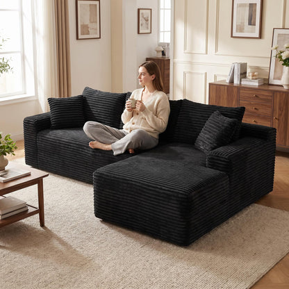94.5' Cloud Modular Sectional Sofa Couch with L-Shape Chaise,Modern Minimalist Upholstered Couches for Living Room Bedroom,Deep Seat Corner Couch,No Assembly Required