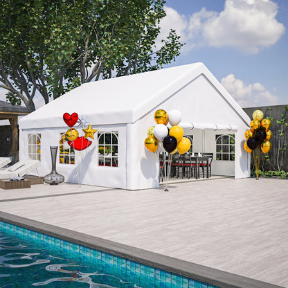 20x20 FT Party Tent with 2 Storage Bags & Removable Sidewalls, Outdoor Canopy Gazebo for Carport Camping Garden Wedding BBQ Commercial