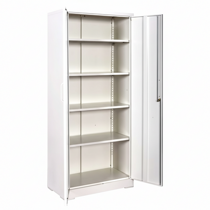 Ironclad 71' Cream White Metal Storage Cabinet with Locking Doors and 4 Adjustable Shelves, Heavy-Duty Steel for Garage, Laundry, Office or Warehouse