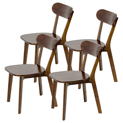 100% Natural Solid Wood Dining Chairs, Mid Century Modern Dining Chairs with Curved Backrest, Kitchen Chair with Adjustable Foot Pads for Dining Room, Kitchen, Living Room, Study, (4PK, Walnut)