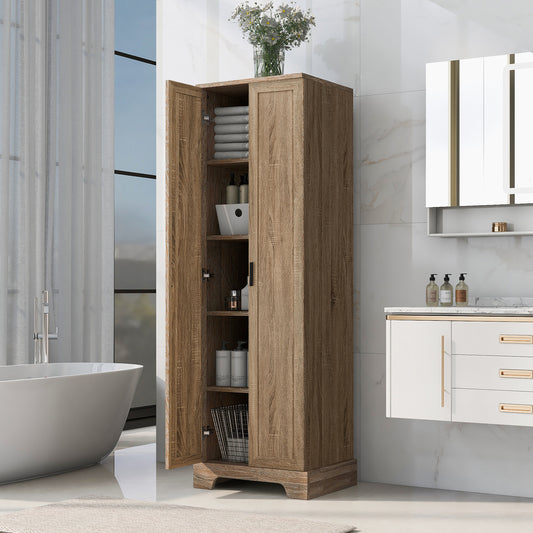 Storage Cabinet with Two Doors for Bathroom, Office, Adjustable Shelf, MDF Board, Brown (Old Sku:N725P181207D/WF302824AAD)