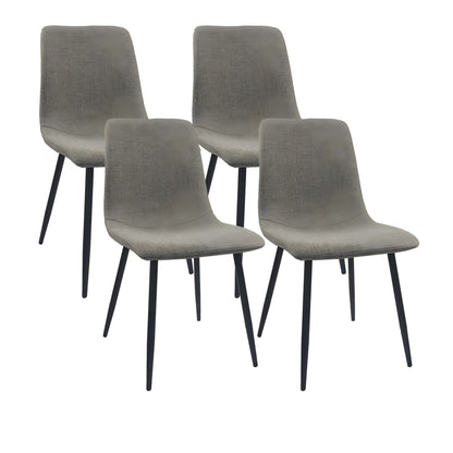 Modern Upholstered Dining Chairs Set of 4 with Linen Cushion Seat and Sturdy Black Metal Legs