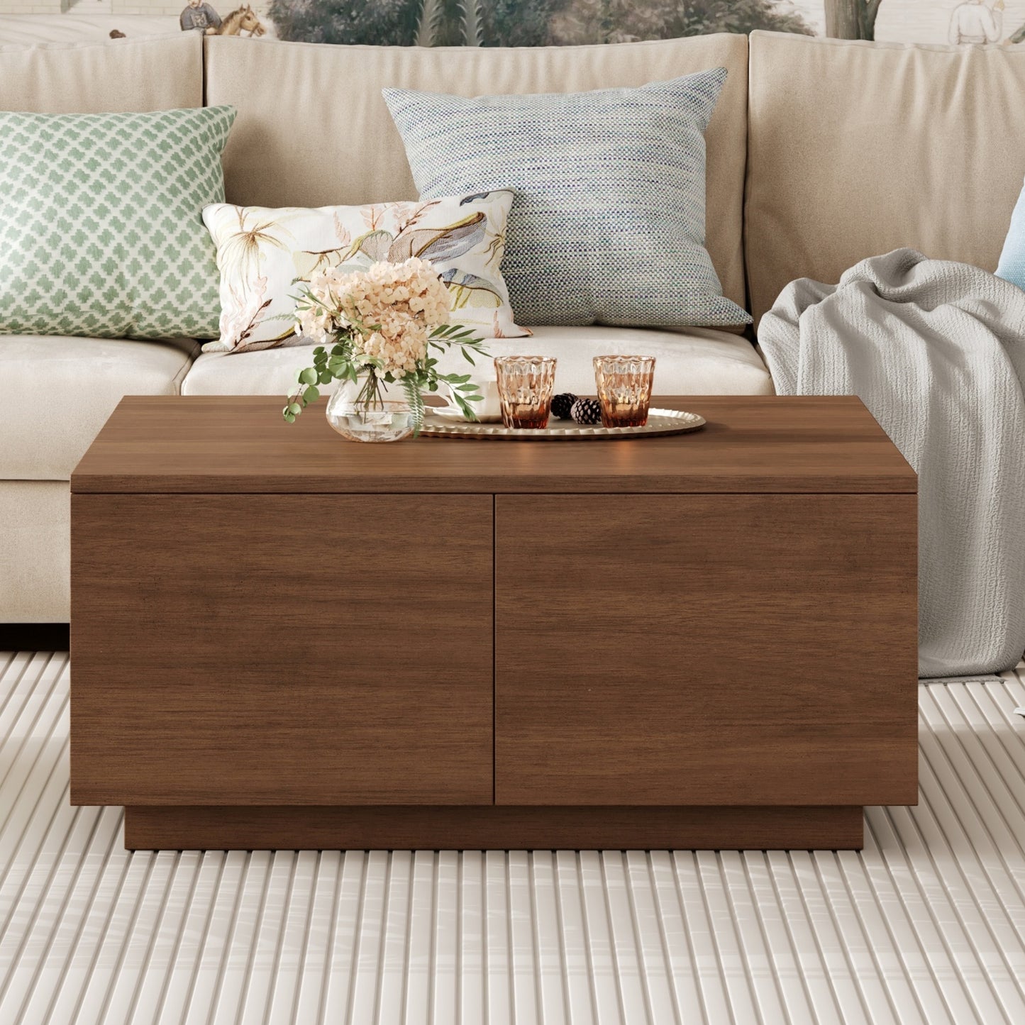 33.25' Square Coffee Table with 4 Drawers, Walnut (Old Sku: N735P277298D)