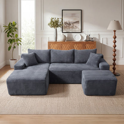 94.5' U-Shaped Cloud Sectional Sofa with Deep Seat,No Assembly Required,Modular Couches Sleeper for Living Room,Bedroom,Apartment