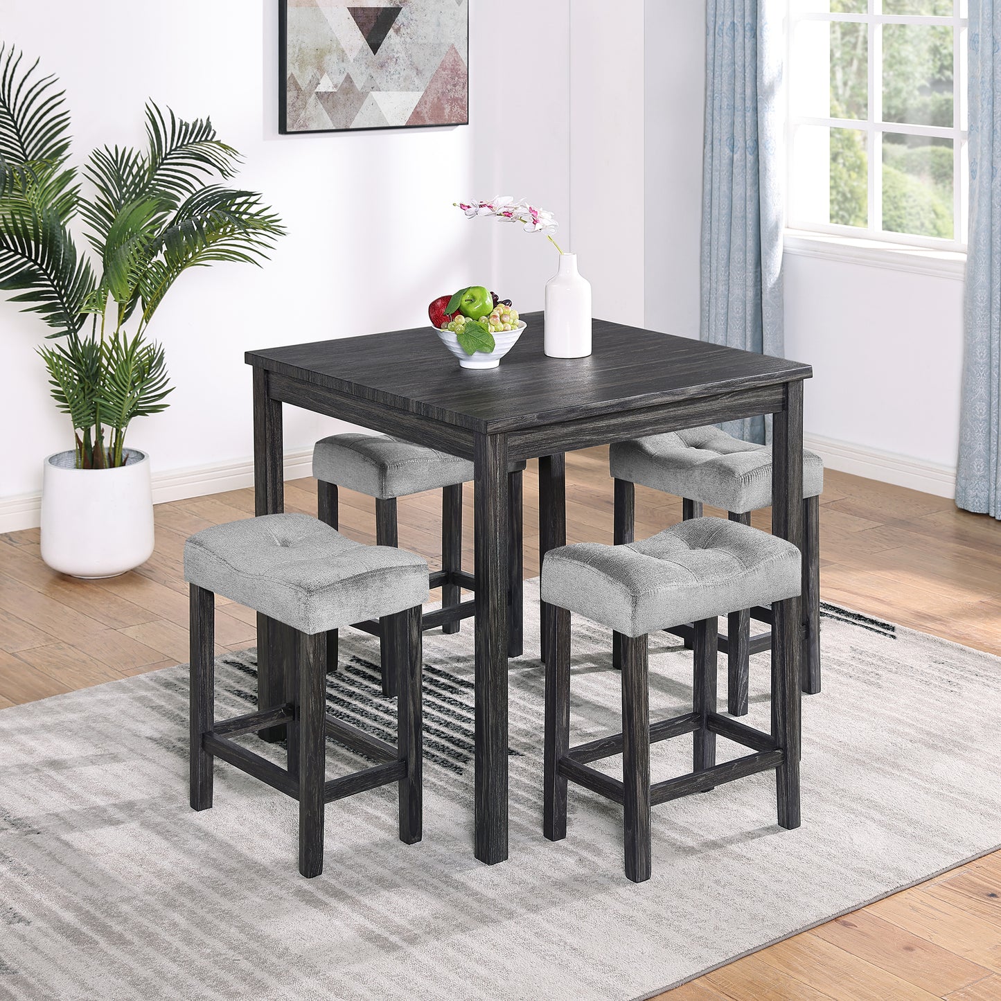 Dining Table, Bar Table and Chairs Set, 5 Piece Dining Table Set, Industrial Breakfast Table Set, for Living Room, Dining Room, Game Room