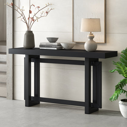 U_STYLE 59.1'' Painted Entryway Table with Pine Veneer,Unique Triple Rectangle Design Console Table with Thick Pine Wood Legs,Extra Long Sofa Table Versatile for Hallway, Living Room,Kitchen