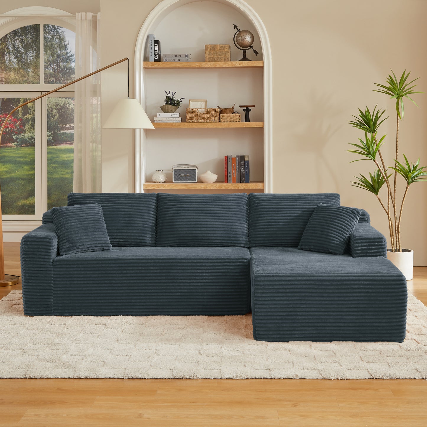 L-Shaped Cloud Sectional Sofa with Deep Seat,No Assembly Required,Modular Couches Sleeper for Living Room,Bedroom,Apartment,Dark Grey