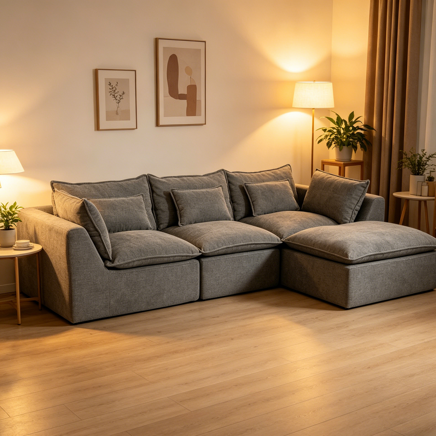 102.3' Width Cloud Couch Oversized Modular Sectional Sofa True Relax Comfy Couches Wide&Deep Seat Sofas for Living Room Furniture Sets, 3Seat with Ottoman
