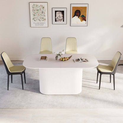 63 'medieval modern cream style MDF dining table and PU dining chair set 4. Assemble Desktop and black metal leg dining chair set, suitable for home&kitchen