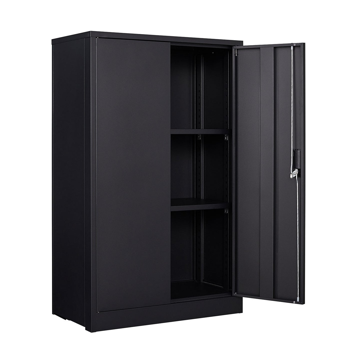 Black Metal Storage Cabinet with Locking Doors and Adjustable Shelf, Folding Filing Locker for Home Office, School, Garage, Steel Construction, 13.78 x 25.60 x 41.97 Inches