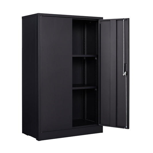 Black Metal Storage Cabinet with Locking Doors and Adjustable Shelf, Folding Filing Locker for Home Office, School, Garage, Steel Construction, 13.78 x 25.60 x 41.97 Inches