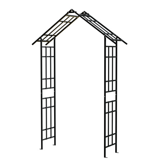 Metal Garden Arch with Adjustable Width W42.52''W78.15''  Climbing Plants Support Rose Arch Outdoor Black