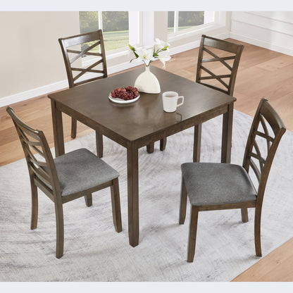 Elegant 5-piece Wooden Dining Table Set with 4 Chairs, Dining Table Set for 4 People, Modern 4 Person Dining Table Set for Living Room, Kitchen and Dining Room, Walnut