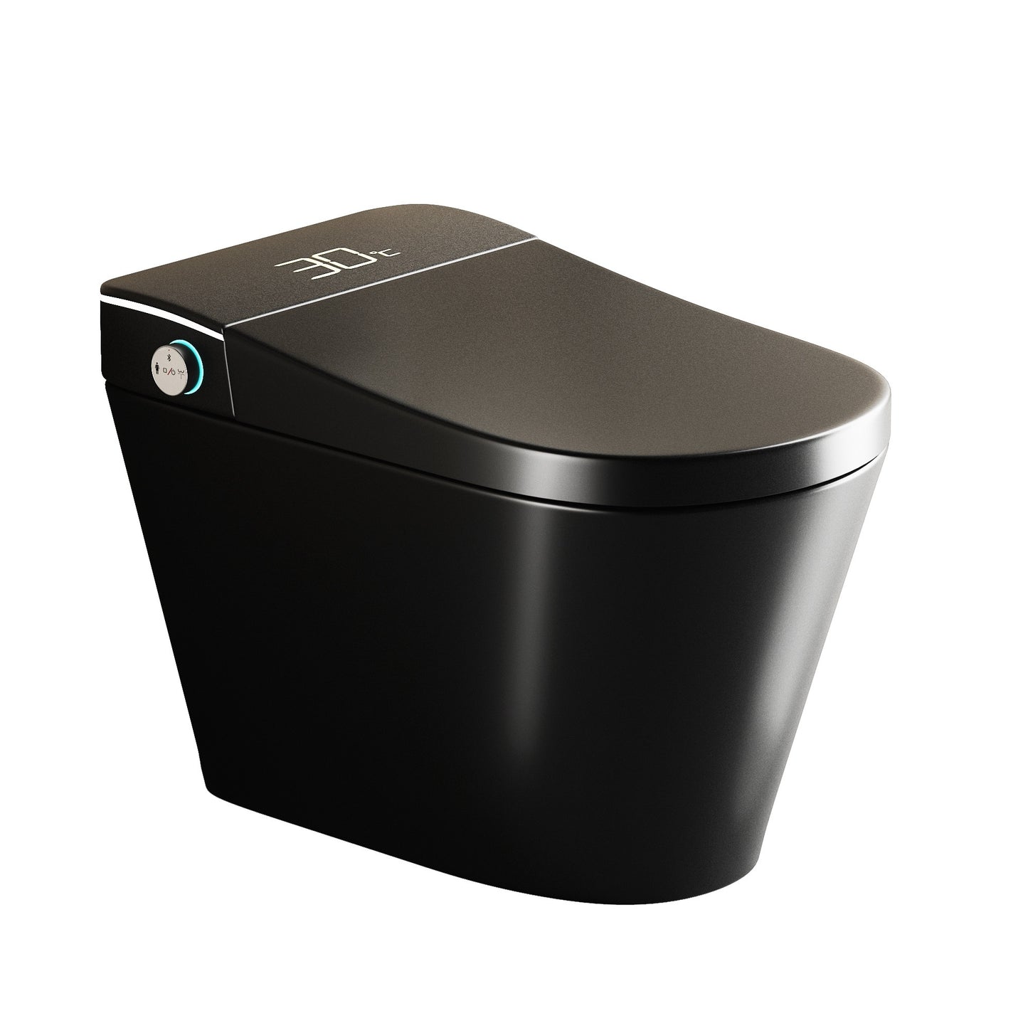 Smart Bidet Toilet with Auto Open/Close Seat, Warm Water Wash, Heated Seat, and Dryer in Black Ceramic, One-Piece Design