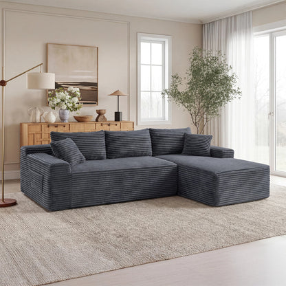 94.5' Cloud Modular Sectional Sofa Couch with L-Shape Chaise,Modern Minimalist Upholstered Couches for Living Room Bedroom,Deep Seat Corner Couch,No Assembly Required