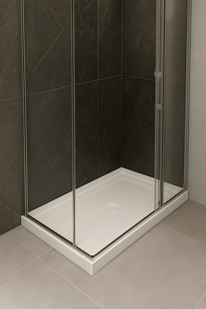 CONDRIS 60' x 32' Shower Pan, Rectangular Acrylic 3' Height Single Threshold Shower Base with Slip-Resistant Floor, Center Drain, Low Threshold, Alcove Installation(no Drain Sets)