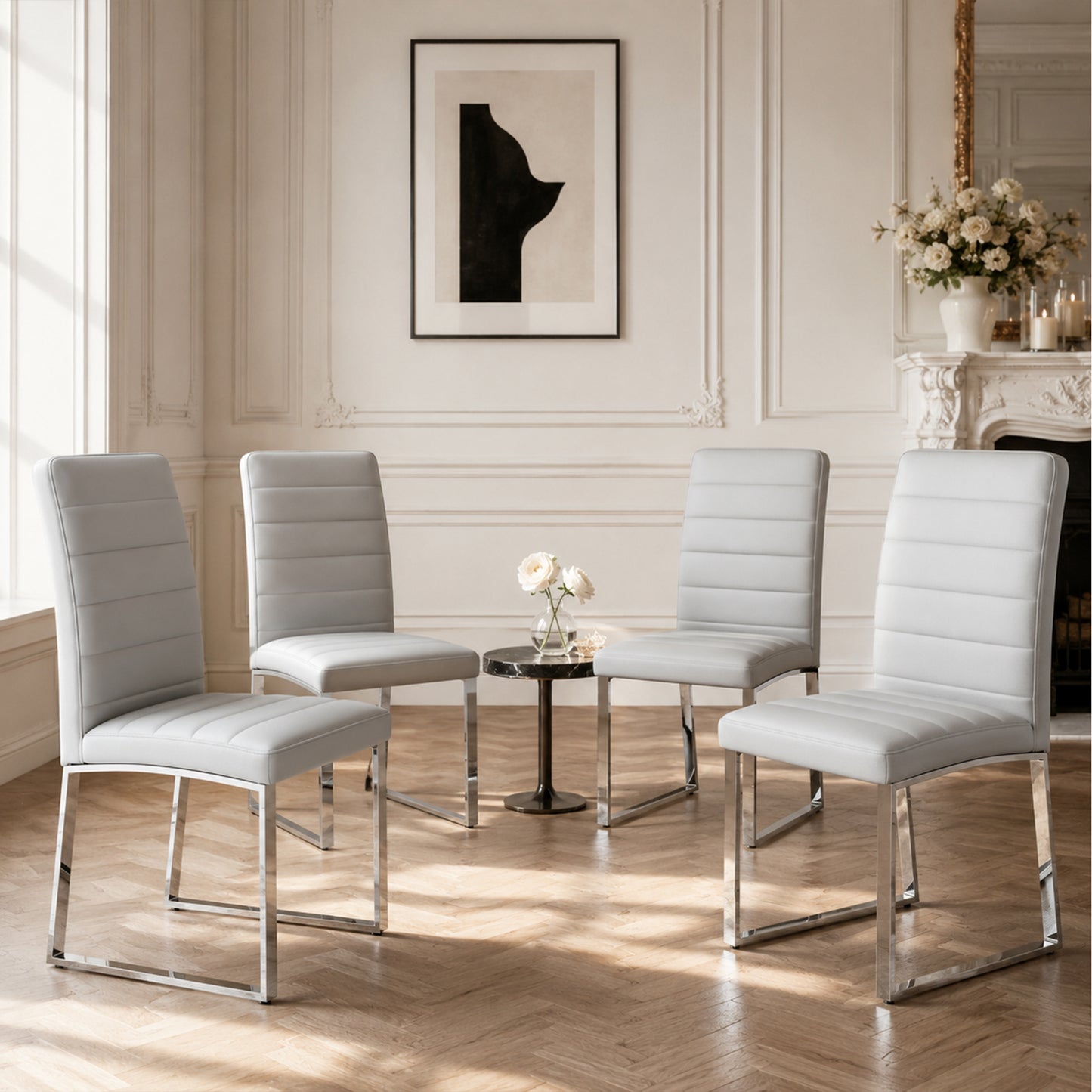 4-Pack - Heavy-duty chairs set: 2.1' thick cushion, iron frame, perfect for home or office. Classic colors, great value