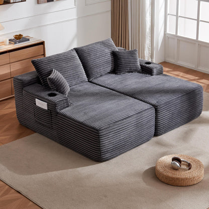 New-69'Cloud Sectional Couch, L-Shape Chaise with R-Shape Chaise with Deep Seat and Comfortable 2 Seater Couch for Modern Living Room,(Plush Fabric),Grey