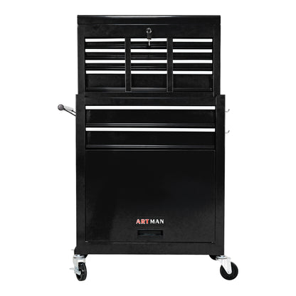 High Capacity Rolling Tool Chest with Wheels and Drawers, 8-Drawer Tool Storage Cabinet - Black