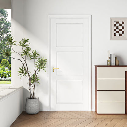32' X 80'Primed Slab Door 3-Paneled Solid Core Wood Standard Door for Pantry Doors, French Doors, Pocket Doors, Solid Core prehung Interior Door Without Hardware Kit