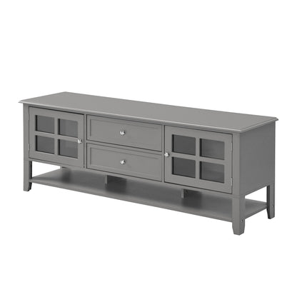 Modern Grey TV Stand for TVs up to 60'', Media Console with Dual Drawers and Concealed Storage, MDF Cabinet with Soft-Closing Doors and Sleek Panel Design