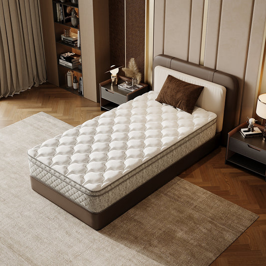 Twin Size Mattress,12 Inch Hybrid Twin Mattress in a Box with Memory Foam and Pocket Spring for Pressure Relief & Comfort Sleep & Zoned Support, Medium Firm,CertiPUR-US & OEKO-TEX