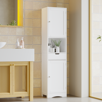 67' Tall Bathroom Cabinet, Storage Cabinet with 2 Doors & 1 Drawer, Narrow Bathroom Storage Cabinets with Adjustable Shelves, Bathroom Floor Organizer for Living Room, Entryway, Home Office, White