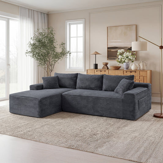 94.5' Cloud Modular Sectional Sofa Couch with L-Shape Chaise,Modern Minimalist Upholstered Couches for Living Room Bedroom,Deep Seat Corner Couch,No Assembly Required