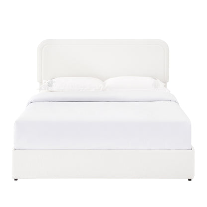 Liv Queen Size Ivory Boucle Upholstered Platform Bed with 4-Drawer Storage and Adjustable Tufted Headboard