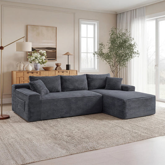 106.3' Cloud Modular Sectional Sofa Couch with L-Shape Chaise,Modern Minimalist Upholstered Couches for Living Room Bedroom,Deep Seat Corner Couch,No Assembly Required