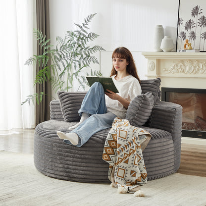 55'L Corduroy Sponge single sofa,No Assembly Required,Fluffy Modern Sleeper Chair for Living room, Bedroom, Lounge and Projection Room(Not a swivel chair.)