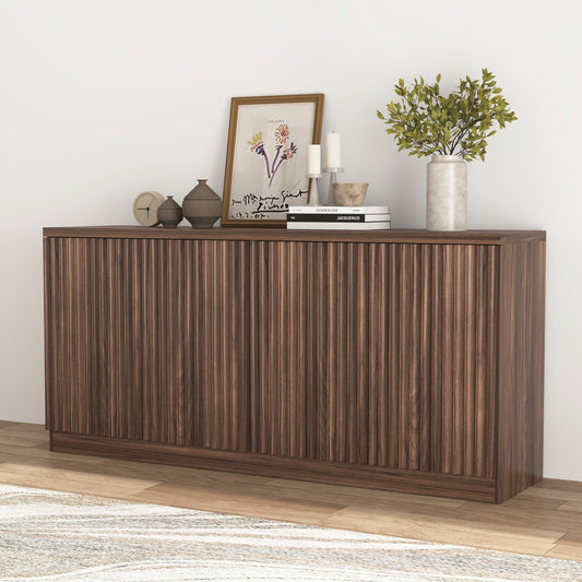 Buffet Cabinet with Storage, 62.60' Sideboard Cabinet with 4 Doors & Shelves, Wooden Kitchen Coffee Bar Credenza Storage for Living Room, Hallway Walnut