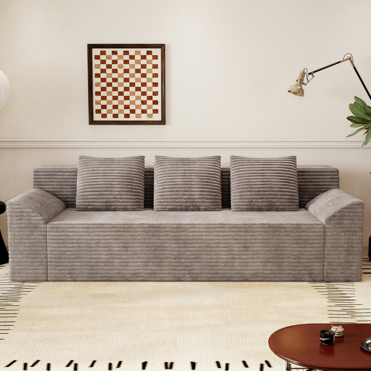 71' 3Setaser Sofa,Corduroy Fabric,Deep Seat Couches,Comfy Loveseat Sofa,No Assembly,1pcs for Living room, Bedroom,Conference room ,Apartment