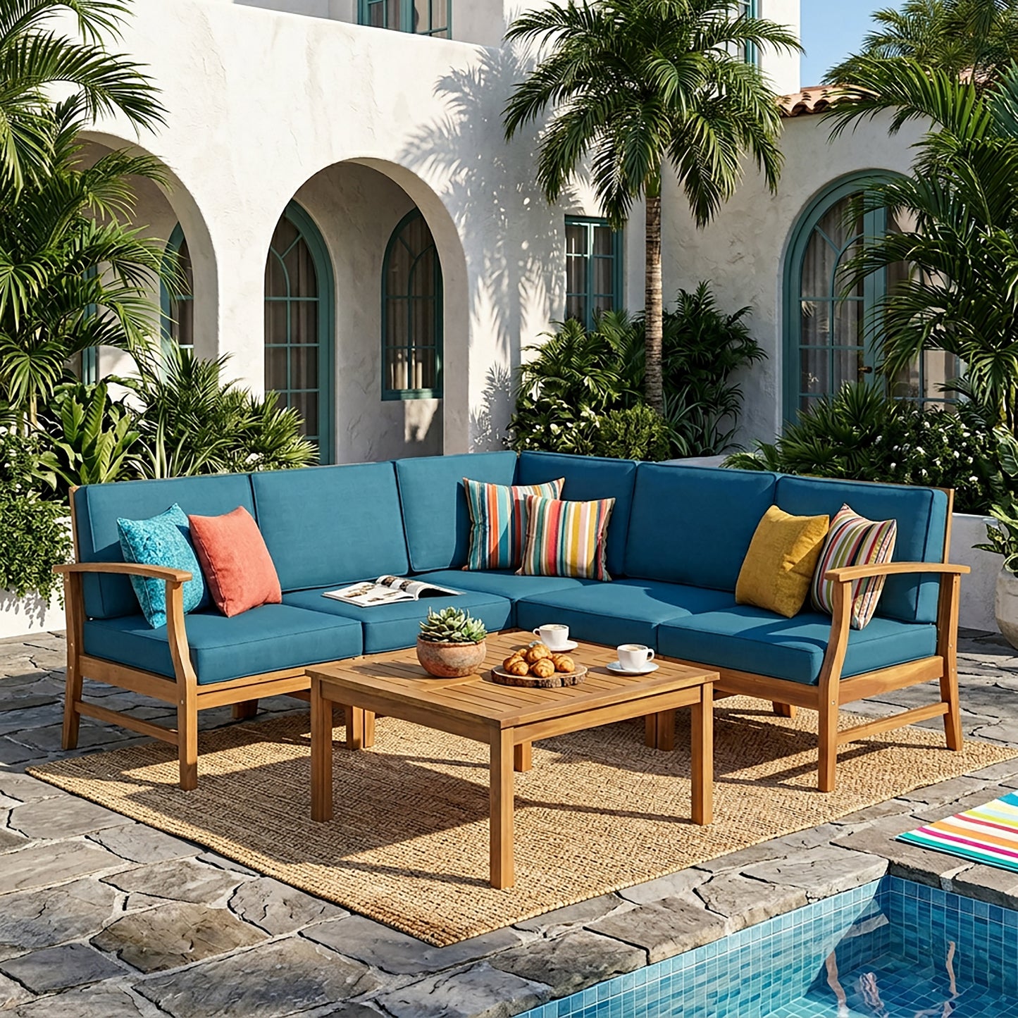 PERLA 6-PCS SOFA SET, BLUE