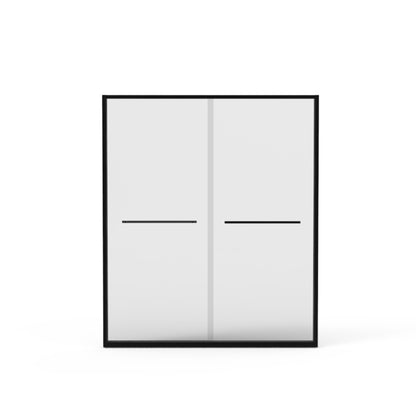 Matte Black Aluminum Frame Double Sliding Shower Door with Clear Tempered Glass and Black Hardware, 56-60' x 70'