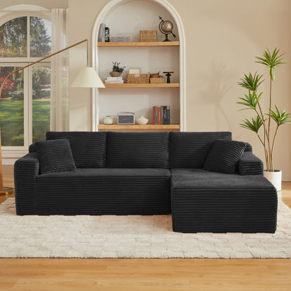 L-Shaped Cloud Sectional Sofa with Deep Seat,No Assembly Required,Modular Couches Sleeper for Living Room,Bedroom,Apartment,Black