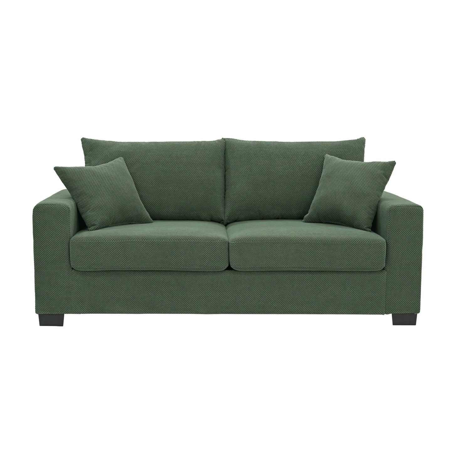69-inch Two-Seater Sofa with Textured Fabric, Comfortable Upholstered Couch in , Wood and Fabric Frame with Sturdy Plastic Legs for Living Room, Apartment, Office