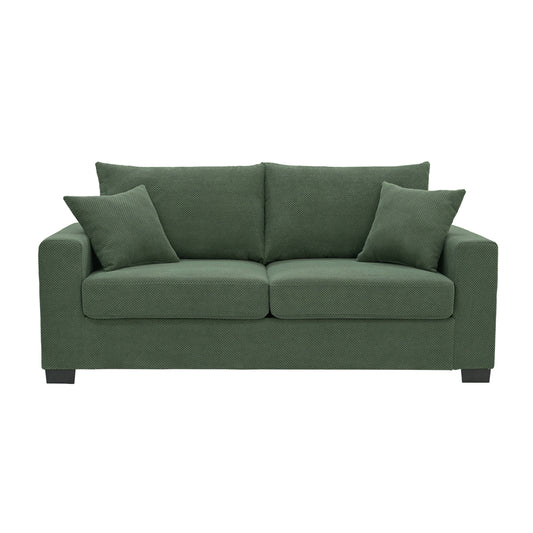 69-inch Two-Seater Sofa with Textured Fabric, Comfortable Upholstered Couch in , Wood and Fabric Frame with Sturdy Plastic Legs for Living Room, Apartment, Office