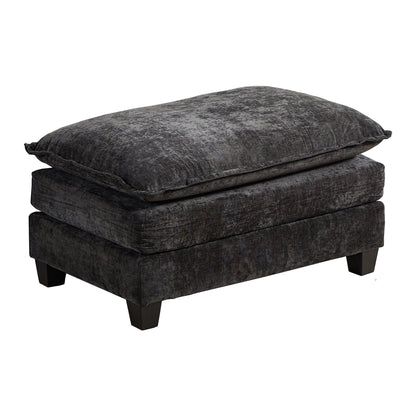 Cloud Sofa Ottoman only, Modern Sectional Couch, for Living Room Bedroom and Apartment, Comfy Double Layer Upholstered Seat Cushion, Breathable Chenille Fabric, Black