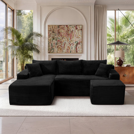 94.5' U-Shaped Cloud Sectional Sofa with Deep Seat,No Assembly Required,Modular Couches Sleeper for Living Room,Bedroom,Apartment